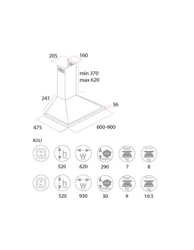 Pyramid Range Hood NEXUS 60 CM Nexus-Electromenager | I3C Group