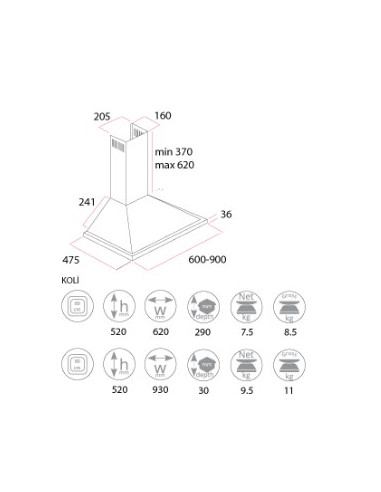 HOTTE PYRAMIDE NEXUS 60 CM