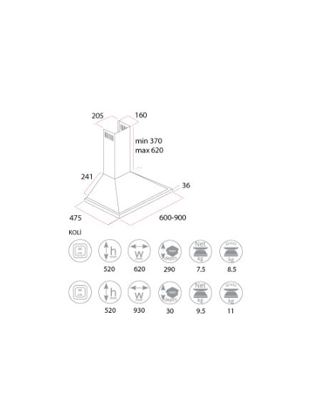 HOTTE PYRAMIDE NEXUS 90 CM